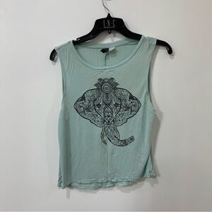 Divided Light Green Elephant Graphic Tank Top